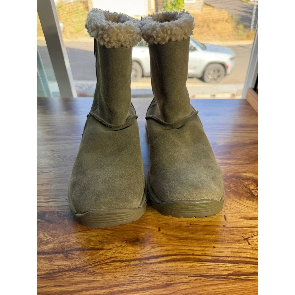 Merrell Icepack 2 Polar Zip Waterproof Winter Boots Olive Suede Faux Fur 10